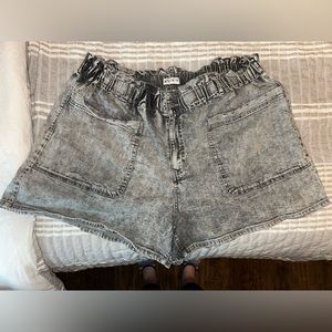 Soft black and gray denim shorts